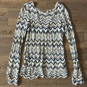 WHBM zigzag dolman top sweater chevron